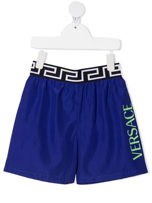 Versace Kids logo-print shorts - Blue