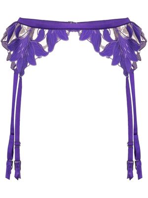 Fleur Du Mal Lily embroidered garter belt - Purple