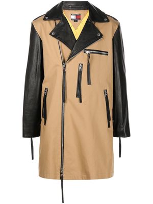 ROMEO HUNTE panelled leather trench coat - Brown