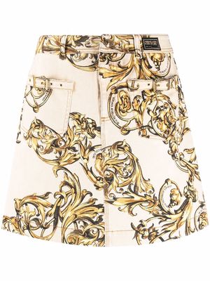 Versace Jeans Couture Regalia Baroque-print mini skirt - Neutrals