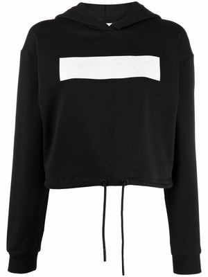 Calvin Klein logo-debossed cotton hoodie - Black