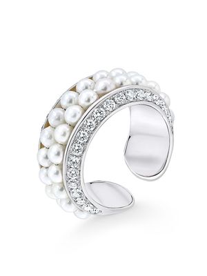 David Morris 18kt white gold diamond Double Row ring