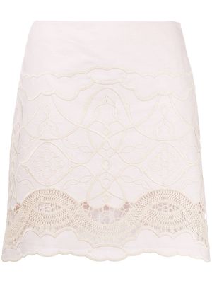 Alberta Ferretti lace-insert A-line skirt - Pink