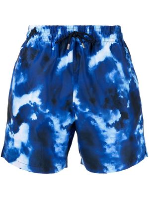 Derek Rose tie-dye swim shorts - Blue