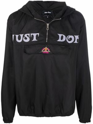 Just Don logo-print hooded windbreaker - Black