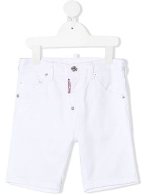 Dsquared2 Kids logo-patch denim shorts - White