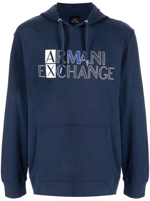 Armani Exchange logo-print hoodie - Blue