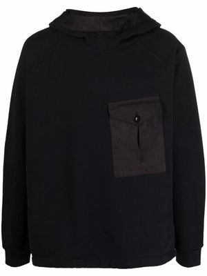Ten C pocket-detail long-sleeve hoodie - Black