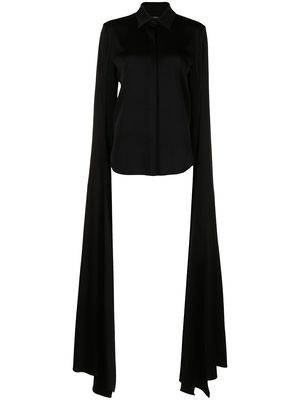 Alex Perry floor-length sleeve satin shirt - Black