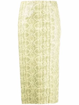 ROTATE snakeskin-print skirt - Yellow