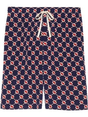 Gucci GG hexagon-print drawstring shorts - Blue