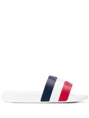 Moncler striped sliders - White