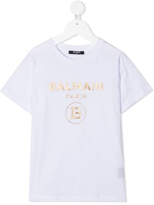 Balmain Kids logo-print short-sleeved T-shirt - White