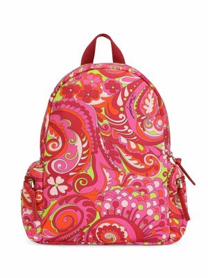 Dolce & Gabbana Kids paisley-print cotton backpack - Pink