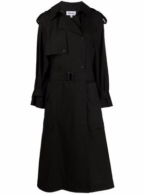 Kenzo double-breasted belted cotton trench coat - Black