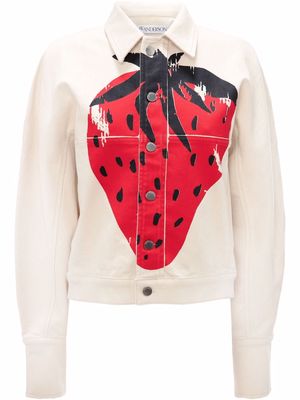 JW Anderson strawberry-print denim jacket - White