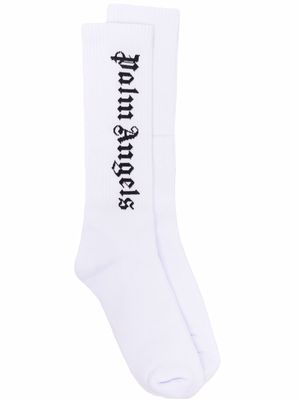 Palm Angels intarsia-logo socks - White