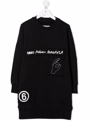 MM6 Maison Margiela Kids logo-tape midi sweater dress - Black