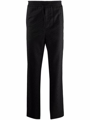Versace signature-embroidered satin trousers - Black