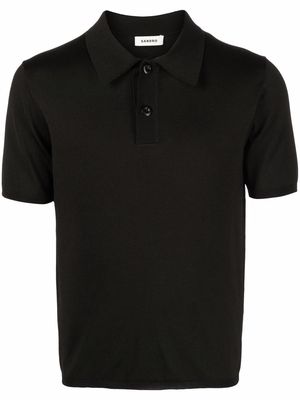 SANDRO short-sleeve pointed-collar polo shirt - Black
