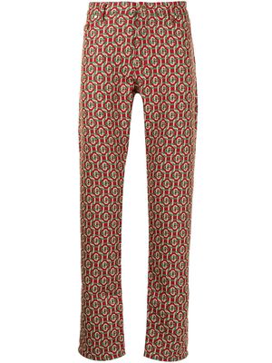 Casablanca monogram-print slim-cut trousers - Red