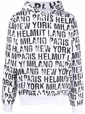 Helmut Lang logo-print cotton hoodie - White