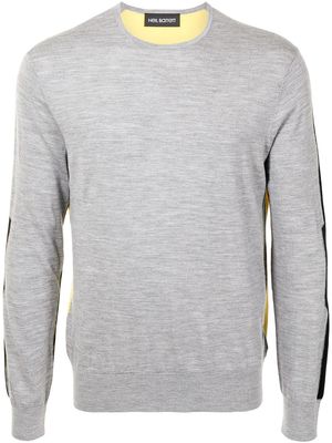 Neil Barrett colour-block knitted long-sleeve jumper - Grey