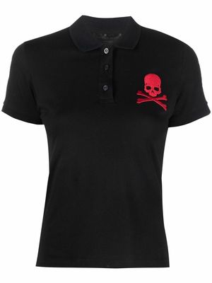 Philipp Plein skull-patch polo shirt - Black