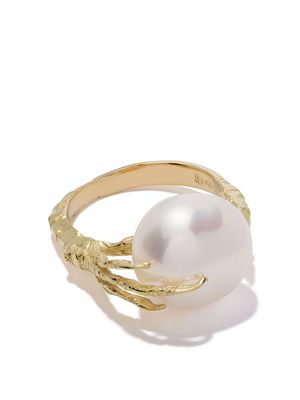 Wouters & Hendrix Gold 18kt gold claw pearl ring - YELLOW GOLD