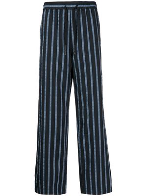 Off Duty stripe-print straight-leg trousers - Black
