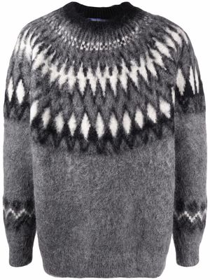 Junya Watanabe MAN geometric-print knitted jumper - Grey