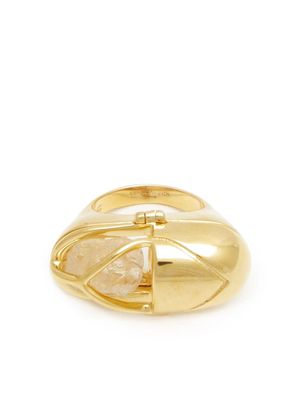 Capsule Eleven crystal and black tourmaline capsule ring - Gold