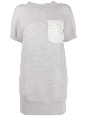sacai contrast chest pocket mini dress - Grey