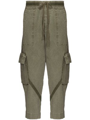 Greg Lauren army tent cropped cargo trousers - Green