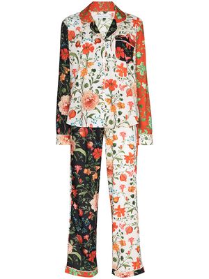 Desmond & Dempsey Persephone floral-print two-piece pyjamas - Orange