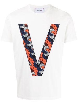 Ports V monogram-print cotton T-shirt - White