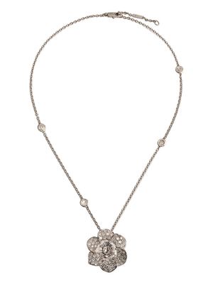 Carrera Y Carrera 18kt white gold diamond Gardenia pendant necklace - Silver