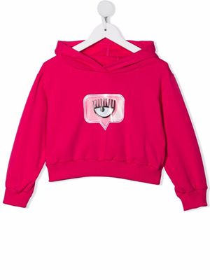Chiara Ferragni Kids logo-patch pullover hoodie - Pink