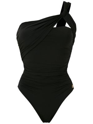 Brigitte draped one shoulder swimsuit - Black