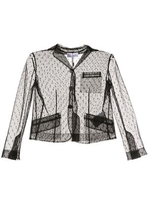 RED Valentino sheer-sleeve buttoned jacket - Black