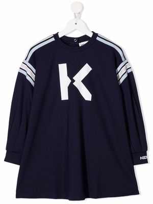Kenzo Kids logo crew-neck dress - Blue