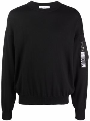 Moschino zip pull pocket-detail knitted jumper - Black