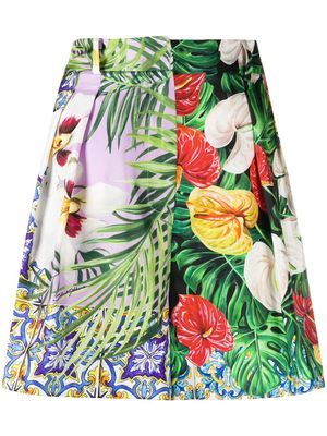Dolce & Gabbana multi-pattern pleated shorts - Green