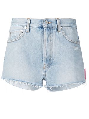Off-White frayed edge denim shorts - Blue
