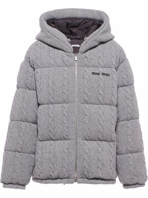 Miu Miu cable-knit padded jacket - Grey