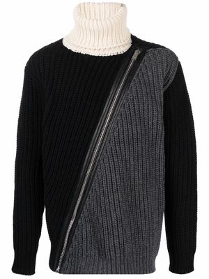 Les Hommes zip-detail roll-neck jumper - Black