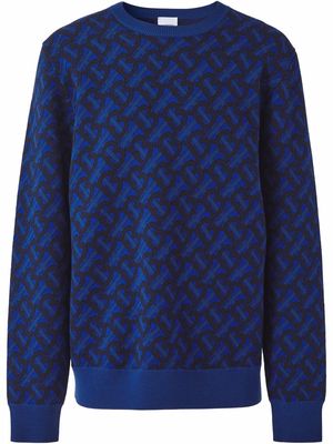 Burberry monogram wool jacquard jumper - Blue