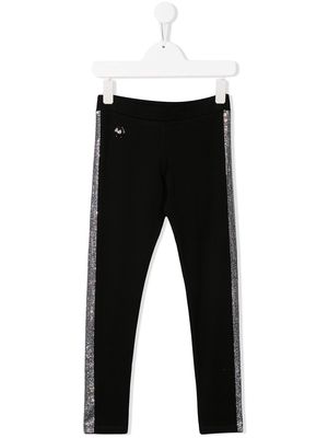 Philipp Plein Junior rhinestone stripe leggings - Black