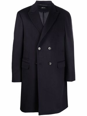 Z Zegna double-breasted mid-length coat - Blue