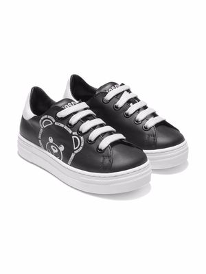Moschino Kids teddy bear leather sneakers - Black
